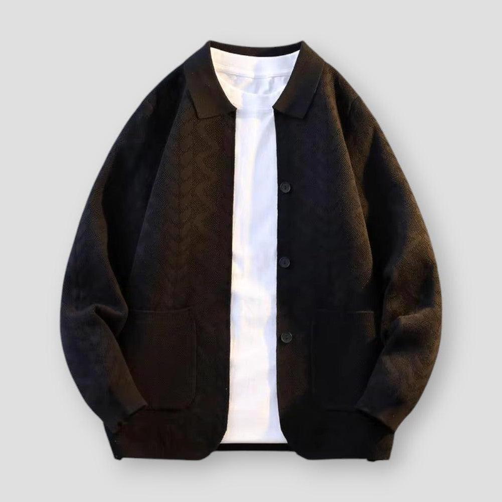 Elliot Men’s Cardigan– Soft Knit with Turn-Down Collar & Pockets