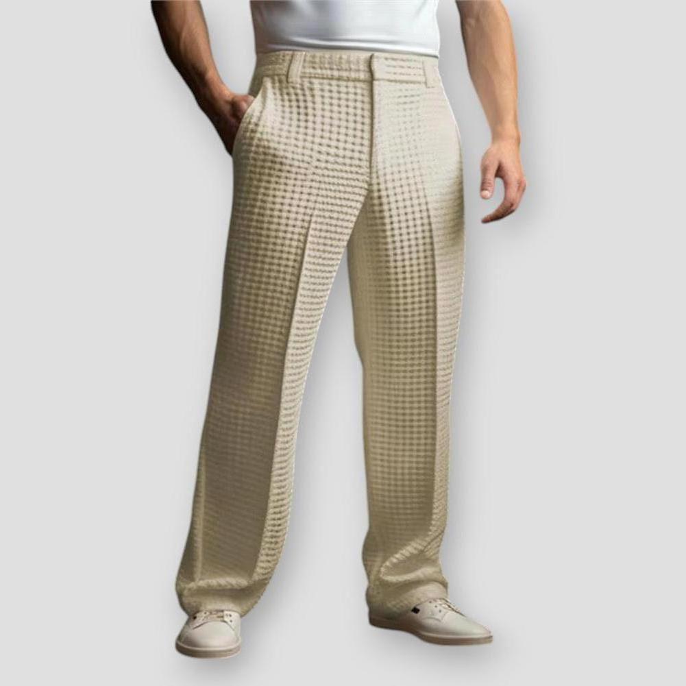 Naigar Men’s Trousers – Waffle Texture Polyester with Straight-Leg Business Fit