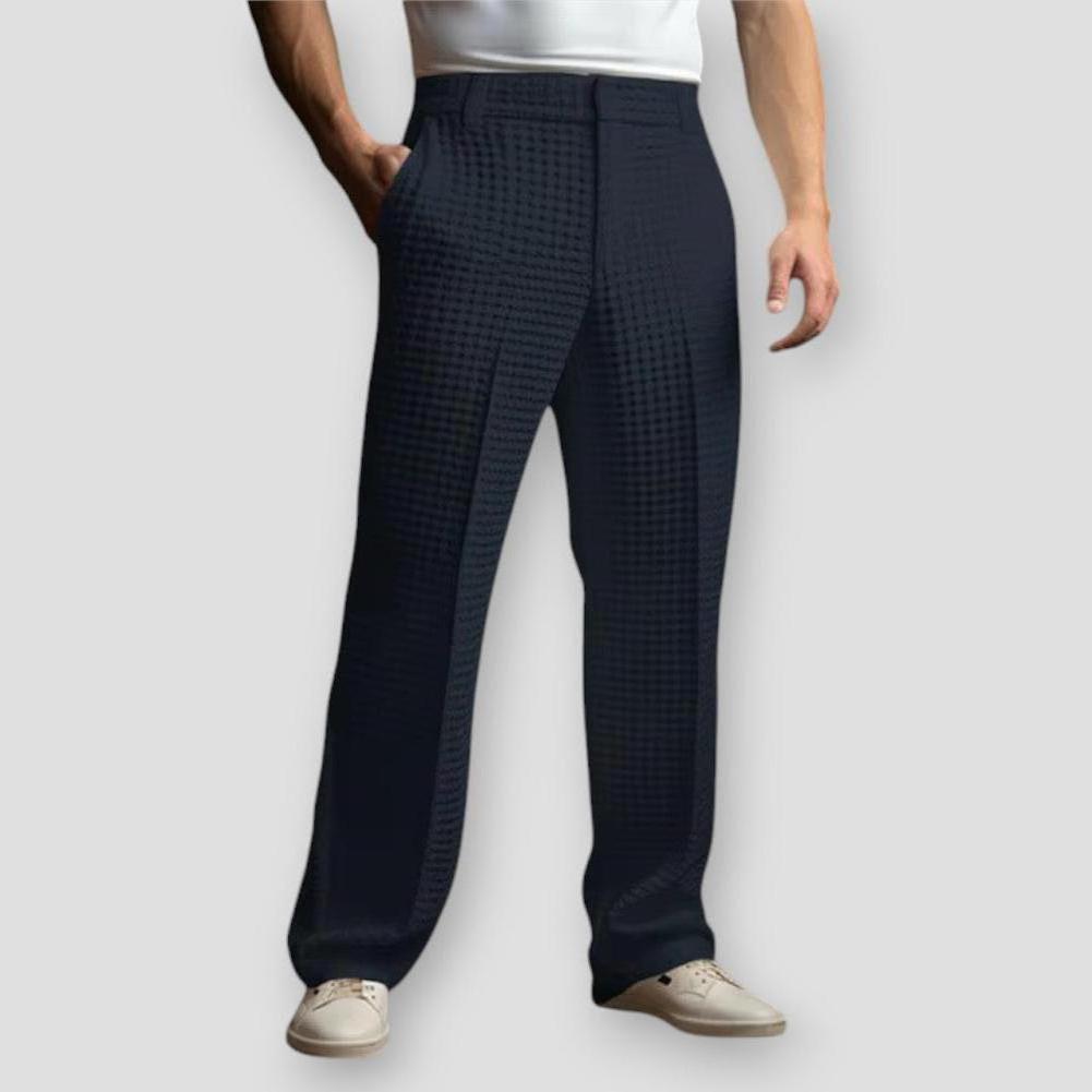 Naigar Men’s Trousers – Waffle Texture Polyester with Straight-Leg Business Fit