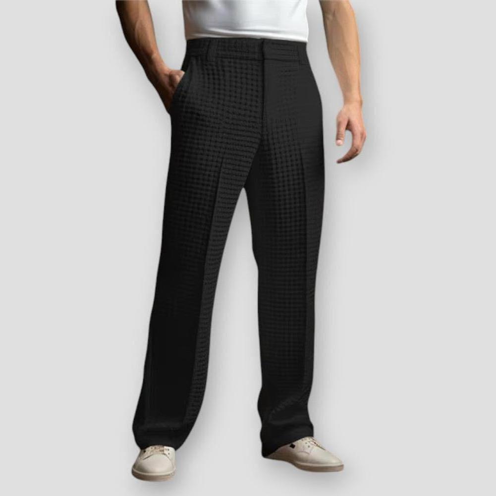 Naigar Men’s Trousers – Waffle Texture Polyester with Straight-Leg Business Fit