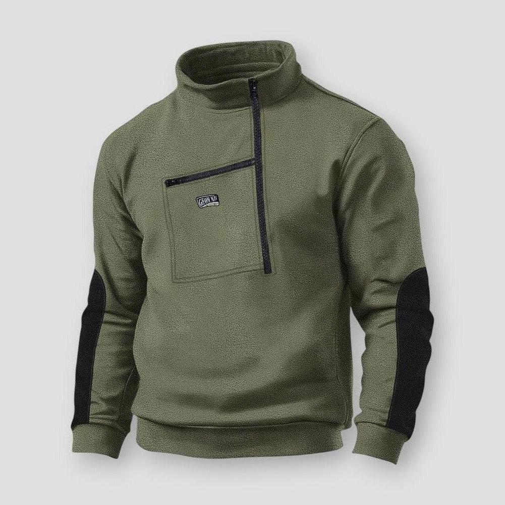 Rainier Half Zip Sweater – Fleece Pullover with Stand Collar & Utility Pocket