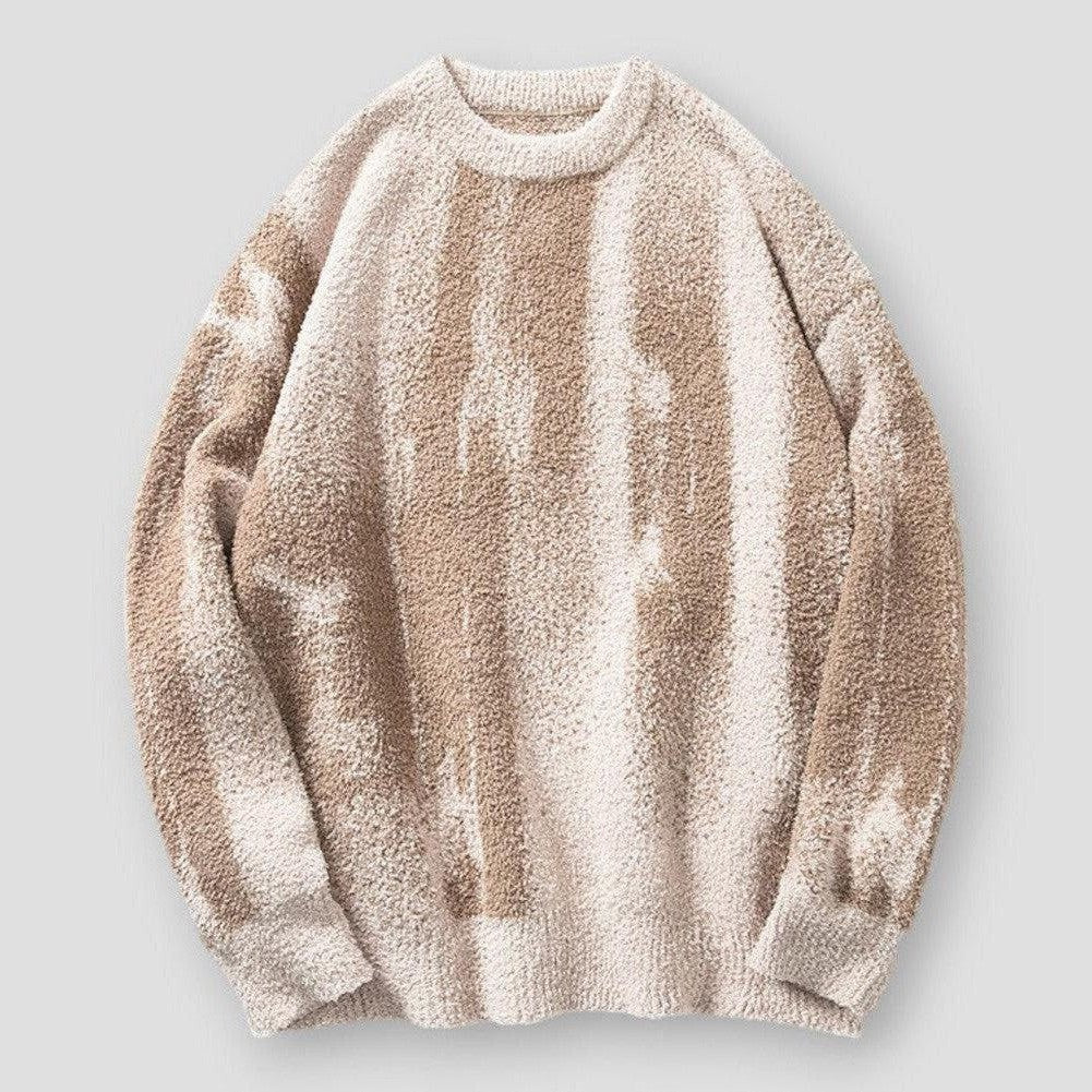 Malik Men’s Knit Sweater – Gradient Two-Tone Pullover with Relaxed Fit