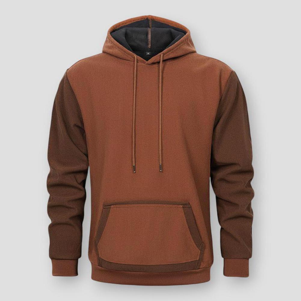 Adrian Men’s Two-Tone Knit Hooded Jacket– Cotton Blend with Contrast Sleeves & Kangaroo Pocket