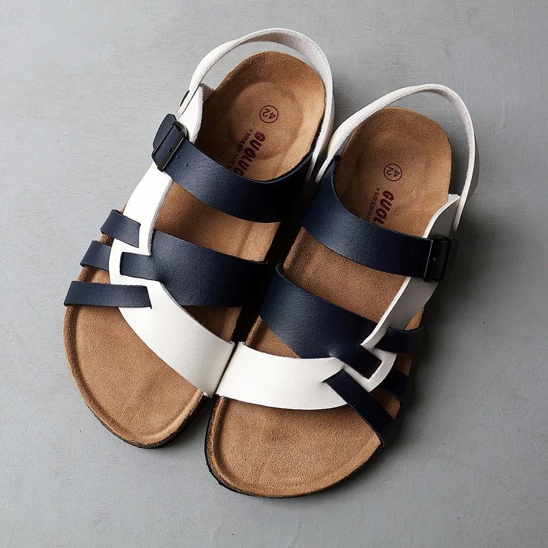 Esme Women’s Leather Sandals – Comfort Flats with Arch Support & Back Strap