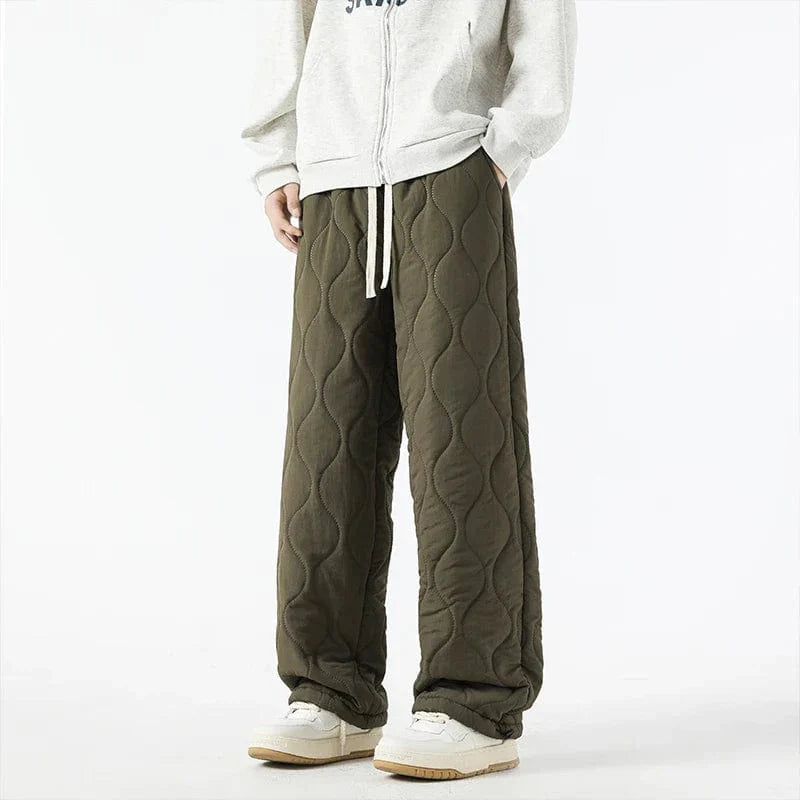 Harris Men’s Quilted Pants – Insulated Fleece Lining with Relaxed Wide-Leg Fit