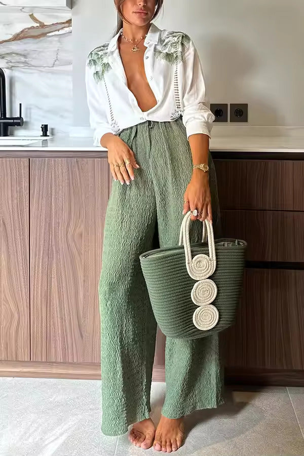 Claudia Women’s Lounge Set – Floral Two-Piece with Relaxed Wide-Leg Pants
