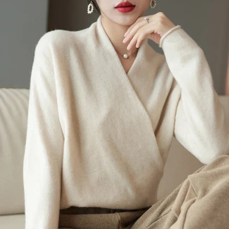 Clara Wool V-Neck Sweater – Refined Knitwear for Timeless Layering