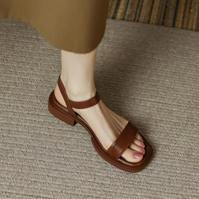 Maeve Women’s Leather Sandals – Minimalist Slip-On Flats for Everyday Comfort
