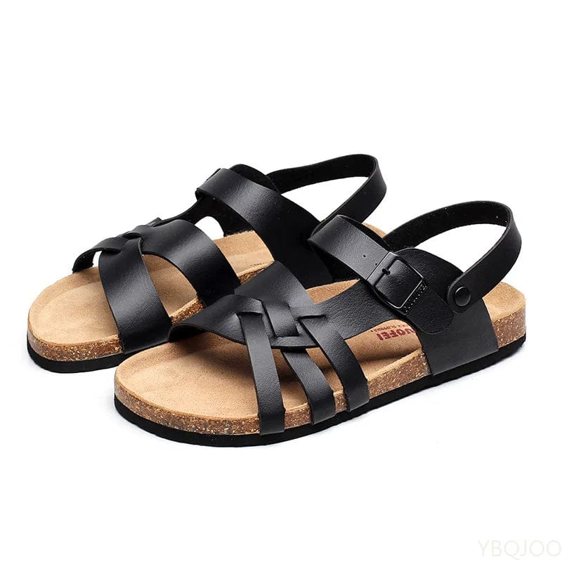 Esme Women’s Leather Sandals – Comfort Flats with Arch Support & Back Strap