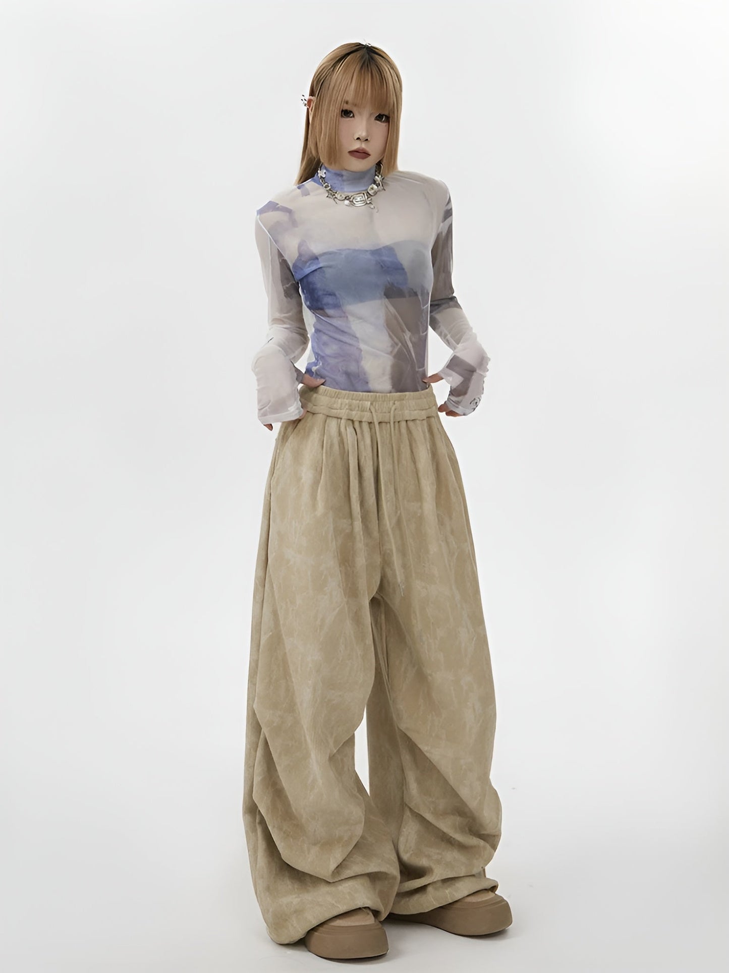 Aira Women’s Corduroy Sweatpants – Acid Wash with Straight Loose Fit