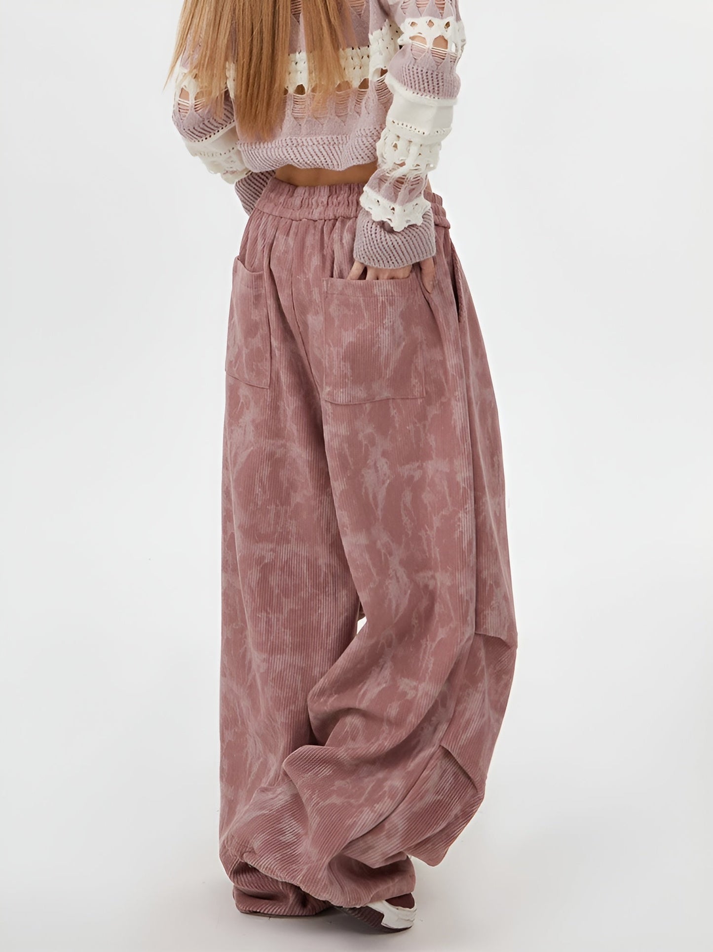 Aira Women’s Corduroy Sweatpants – Acid Wash with Straight Loose Fit