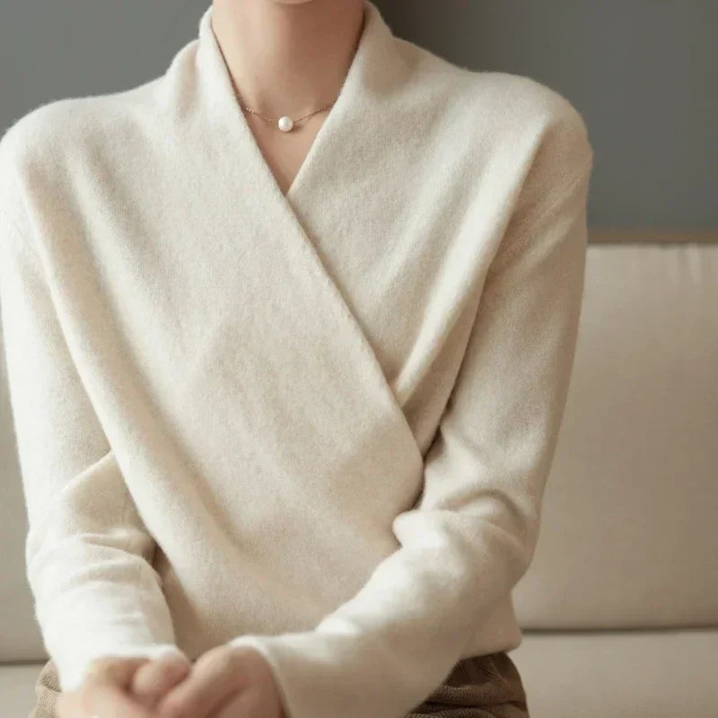 Clara Wool V-Neck Sweater – Refined Knitwear for Timeless Layering
