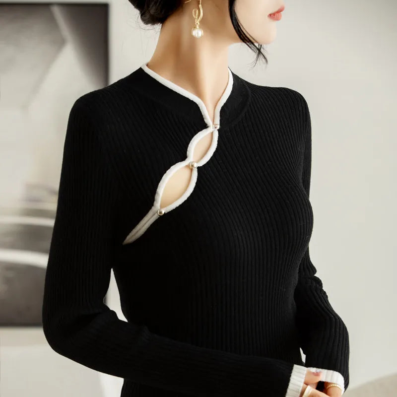 Isabelle Women’s Sweater – Merino Wool Pullover with Elegant Button Detail