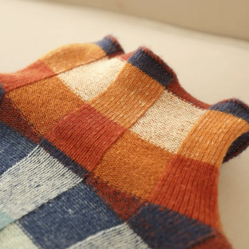 Amélie Women’s Sweater – Knit Turtleneck Pullover with Mélange Patchwork Design