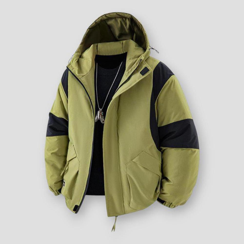 Bobby Men’s Parka Winter Jacket – Thick Patchwork Hooded Jacket with Thermal Padding