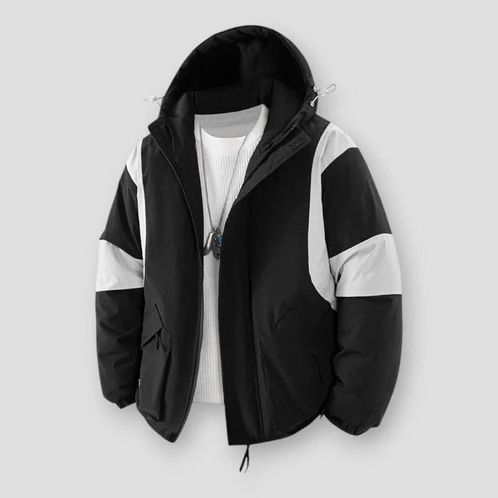 Bobby Men’s Parka Winter Jacket – Thick Patchwork Hooded Jacket with Thermal Padding