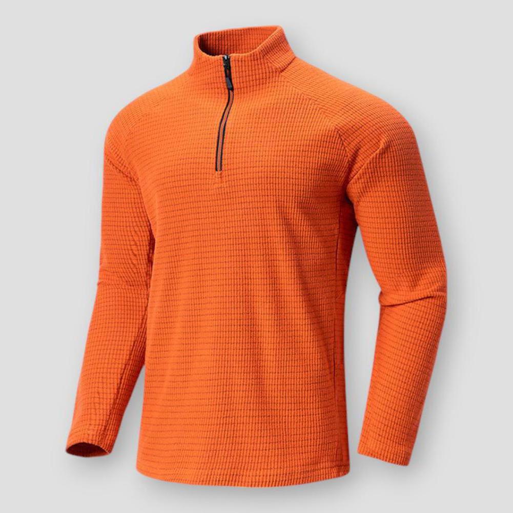 Bryce Men’s Half Zip Sweater – Fleece Knit with Stand Collar for Casual Winter Layering