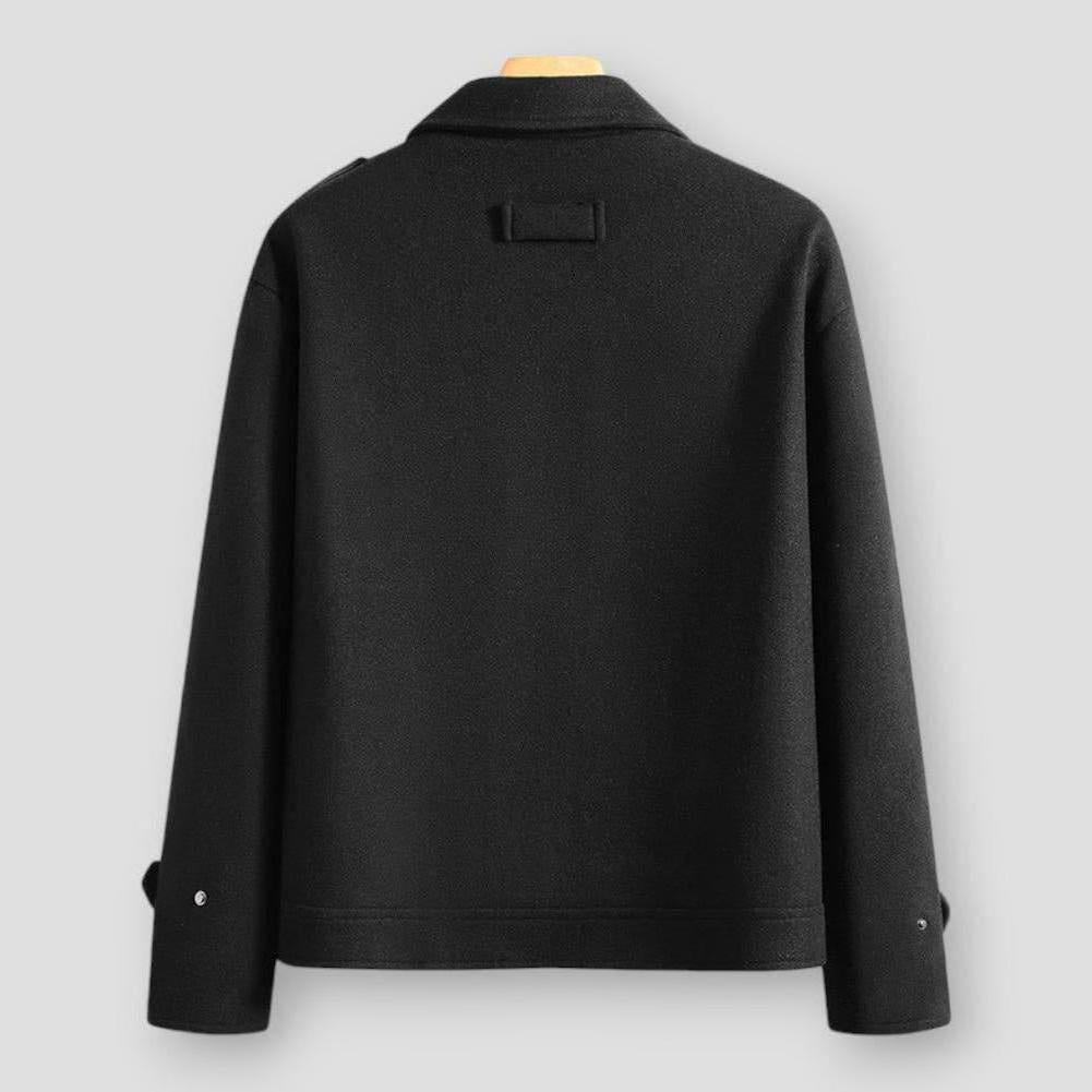 Harrison Men’s Wool-Blend Winter Jacket – Lapel Collar with Epaulettes