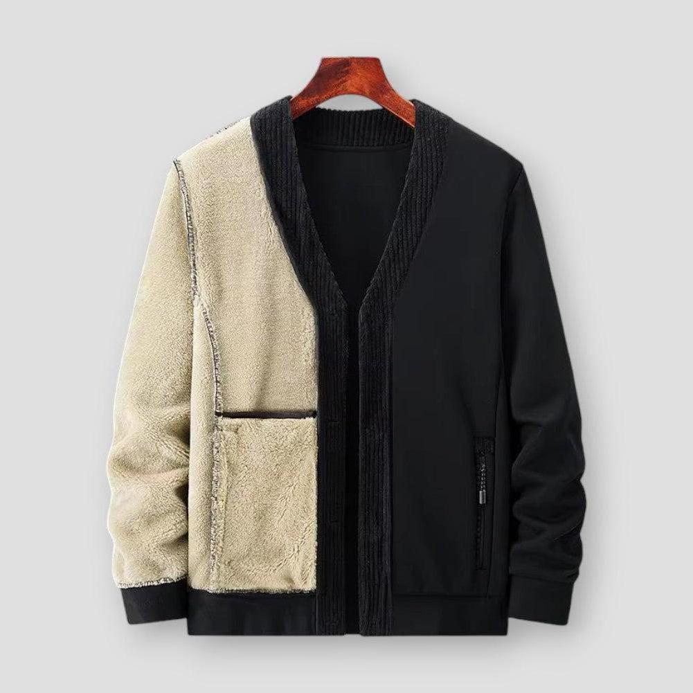 Aris Men’s Cardigan – Cotton Blend Knit with Zippered Pocket & Button Front