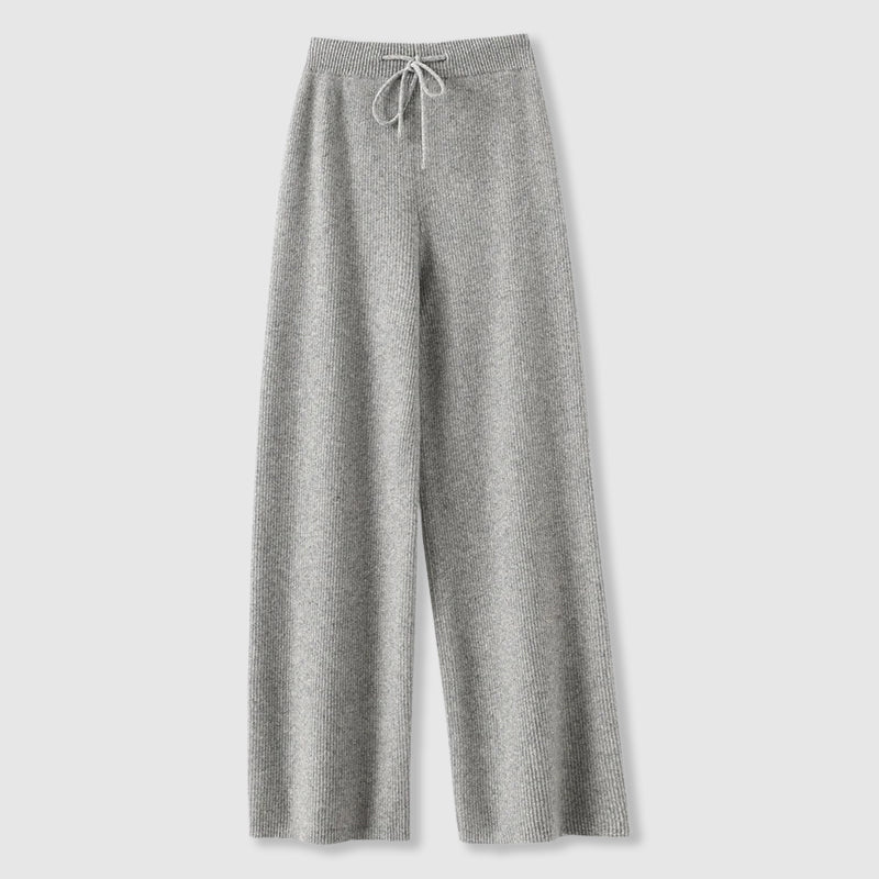 Elara Women’s Cashmere Wide-Leg Pants – Soft Drape with Elastic Drawstring Waist