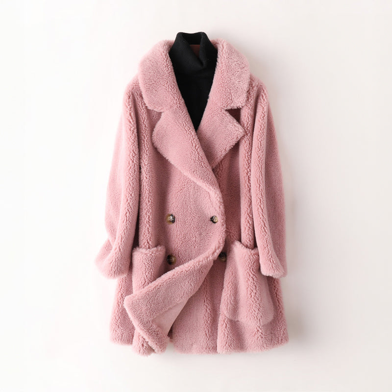 Isla Women’s Shearling Trench Coat – Oversized Fit with Wide Lapels for Winter Warmth