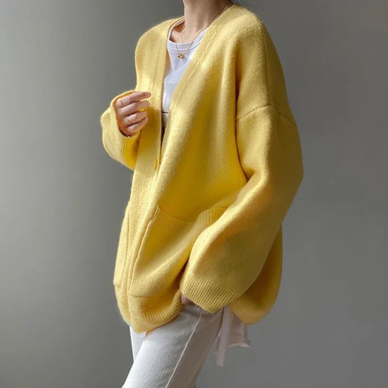 Adelaide Cotton Women’s Cardigan – V-Neck Button Front & Relaxed Fit