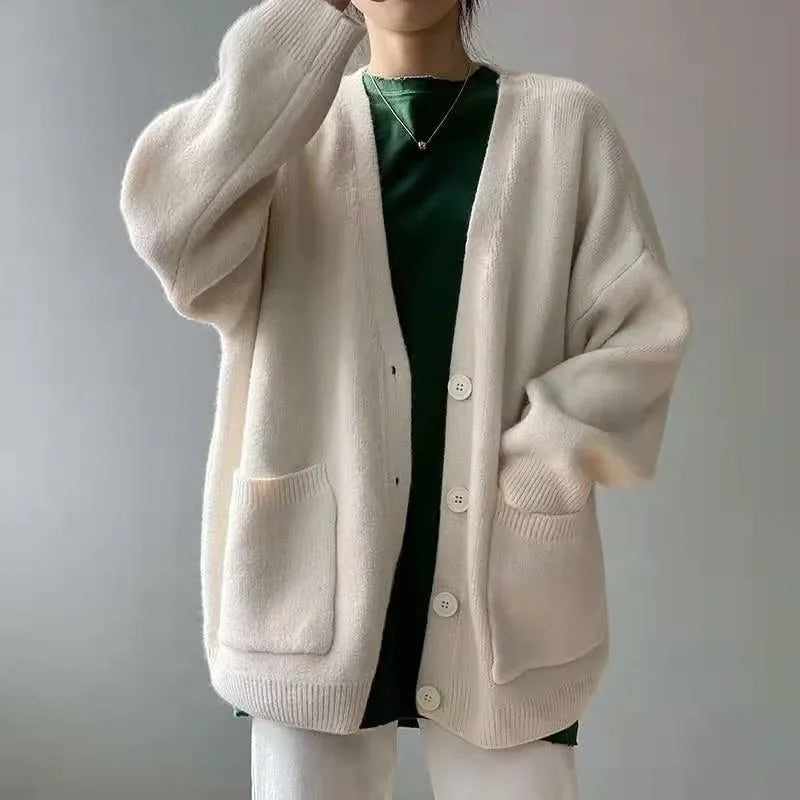 Adelaide Cotton Women’s Cardigan – V-Neck Button Front & Relaxed Fit