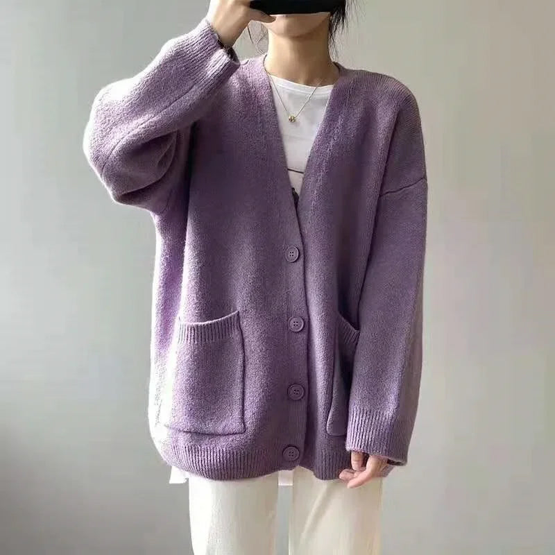 Adelaide Cotton Women’s Cardigan – V-Neck Button Front & Relaxed Fit
