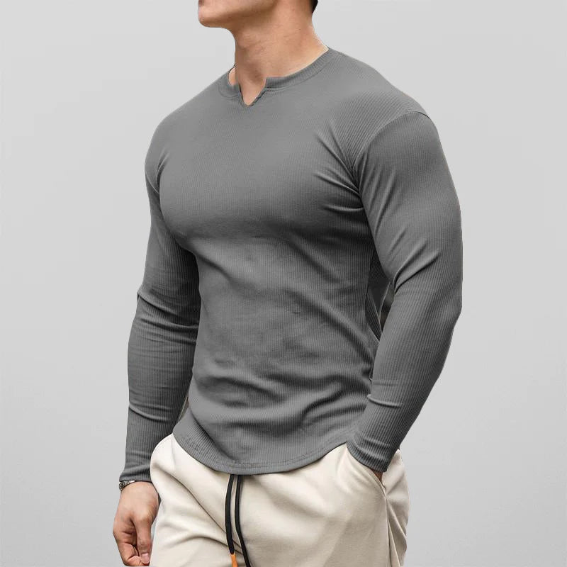 Raphael Men’s Long Sleeve Shirt – Premium Cotton Twill with Athletic Fit & Scissor Collar