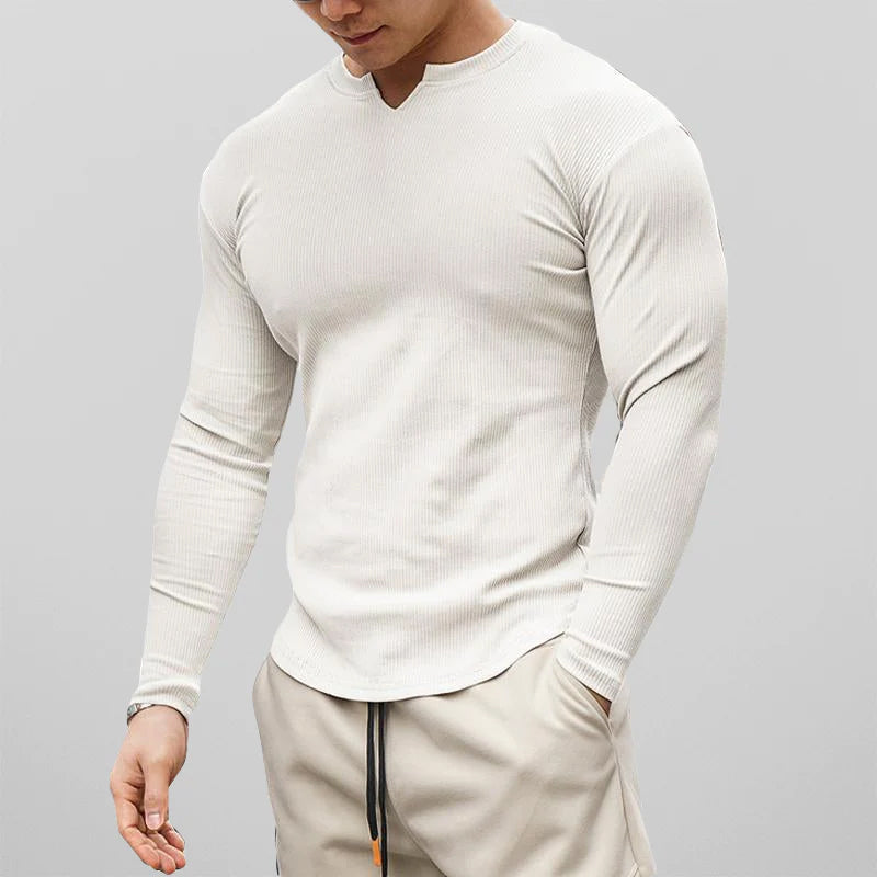Raphael Men’s Long Sleeve Shirt – Premium Cotton Twill with Athletic Fit & Scissor Collar
