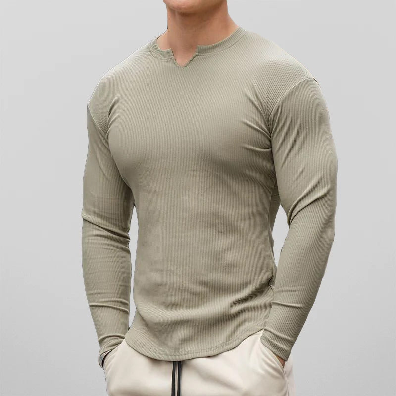 Raphael Men’s Long Sleeve Shirt – Premium Cotton Twill with Athletic Fit & Scissor Collar