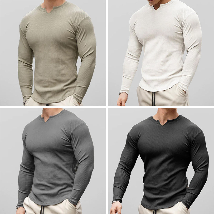 Raphael Men’s Long Sleeve Shirt – Premium Cotton Twill with Athletic Fit & Scissor Collar