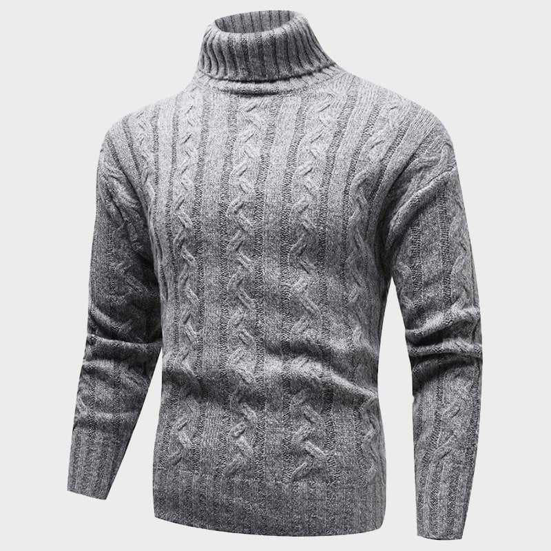 Rusty Men’s Turtleneck Sweater – Extra-Fine Merino Wool Pullover in Cream Knit
