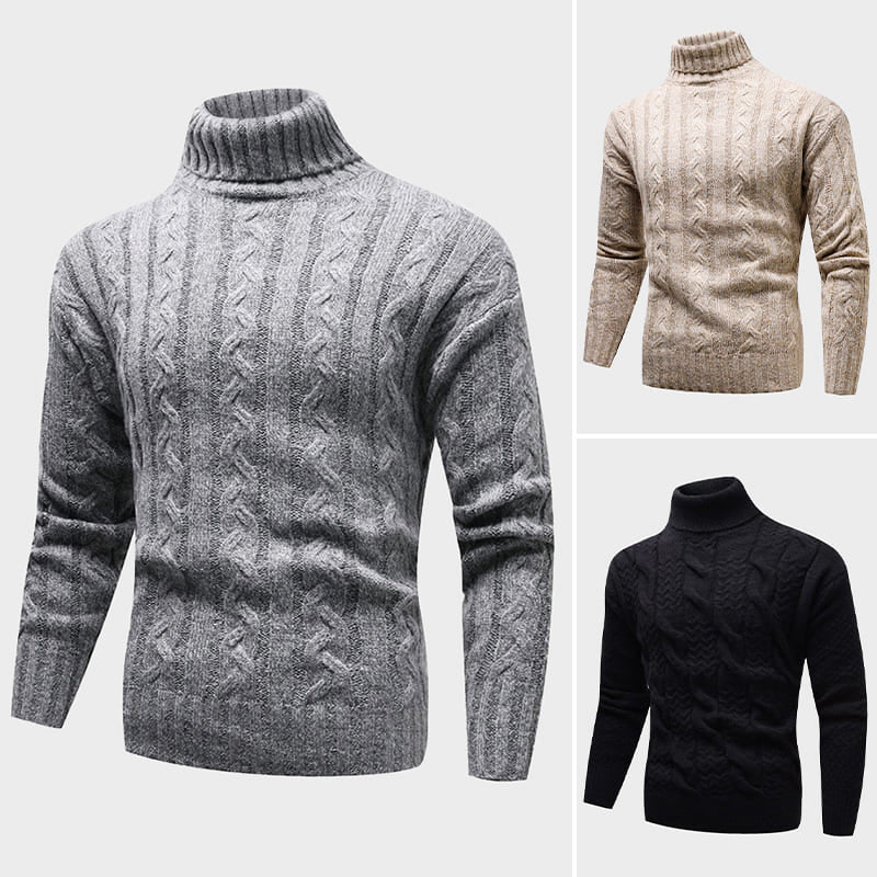 Rusty Men’s Turtleneck Sweater – Extra-Fine Merino Wool Pullover in Cream Knit