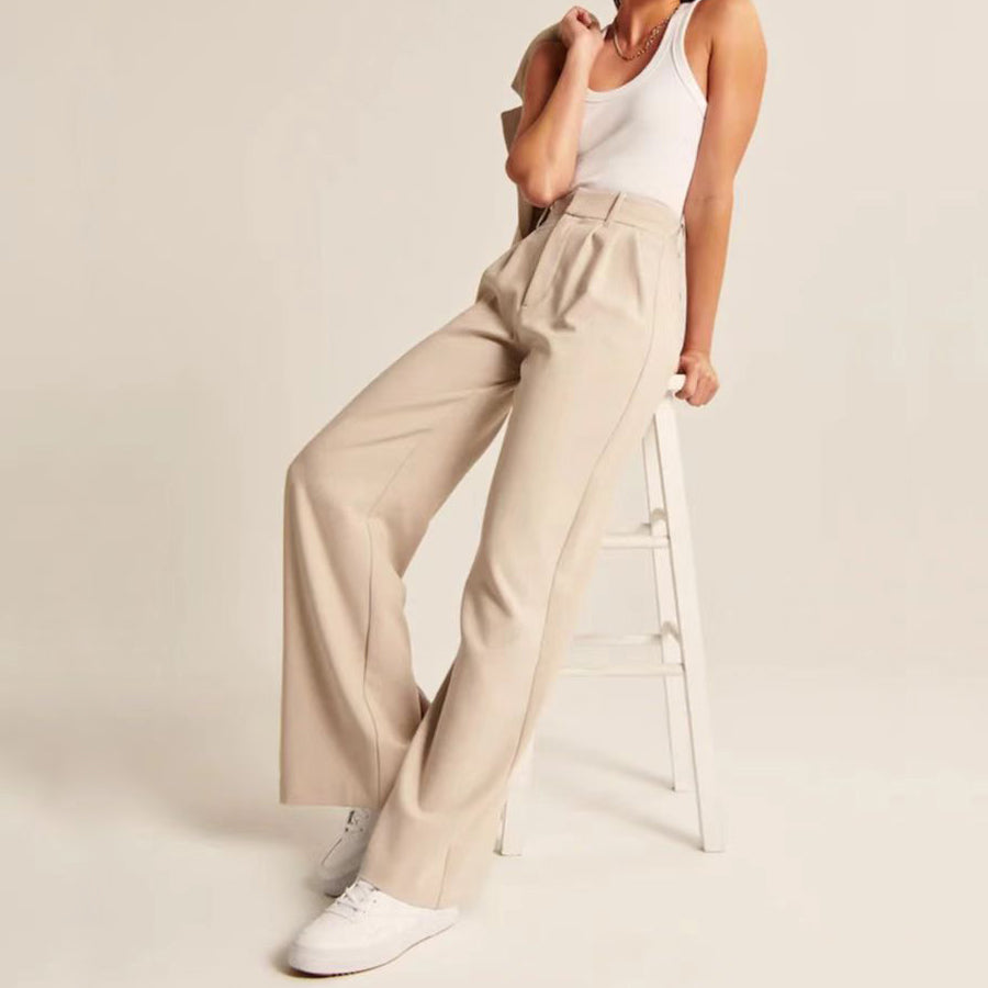 Sofia Women’s Wide Leg Trousers – SilkenWeave Blend with Flowing Drape