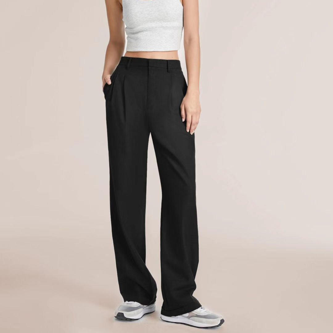 Sofia Women’s Wide Leg Trousers – SilkenWeave Blend with Flowing Drape
