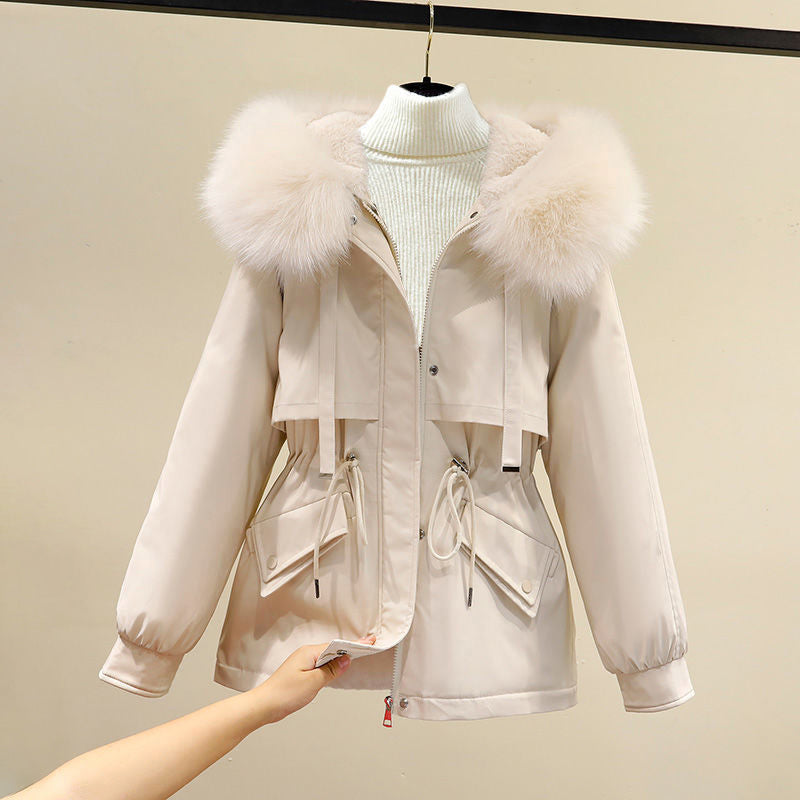 Casie Women's Winter Set – Plush Faux Fur Hooded Jacket & Knitted Turtleneck Pants