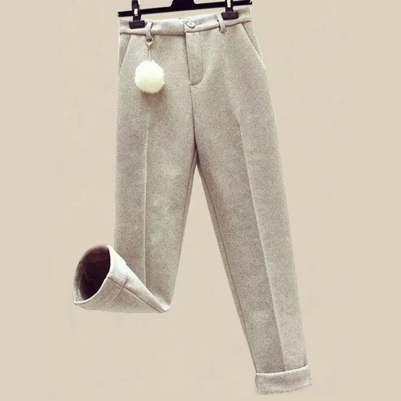 Casie Women's Winter Set – Plush Faux Fur Hooded Jacket & Knitted Turtleneck Pants
