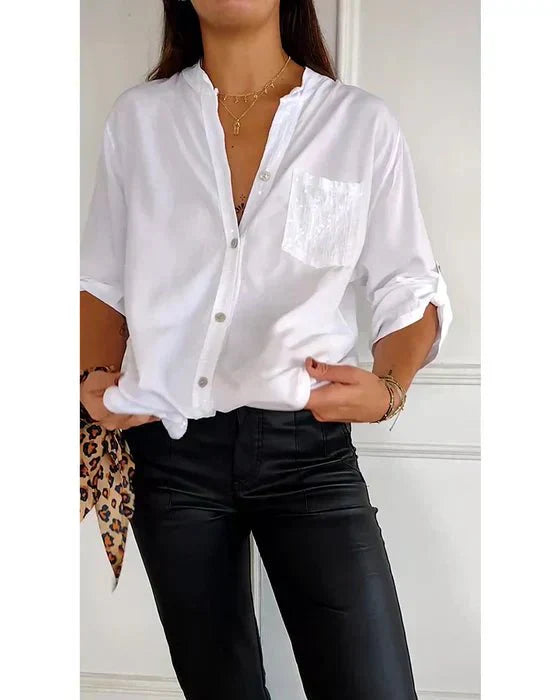 Beatrice Women's Sequin Blouse – Cotton with Relaxed Chic Fit