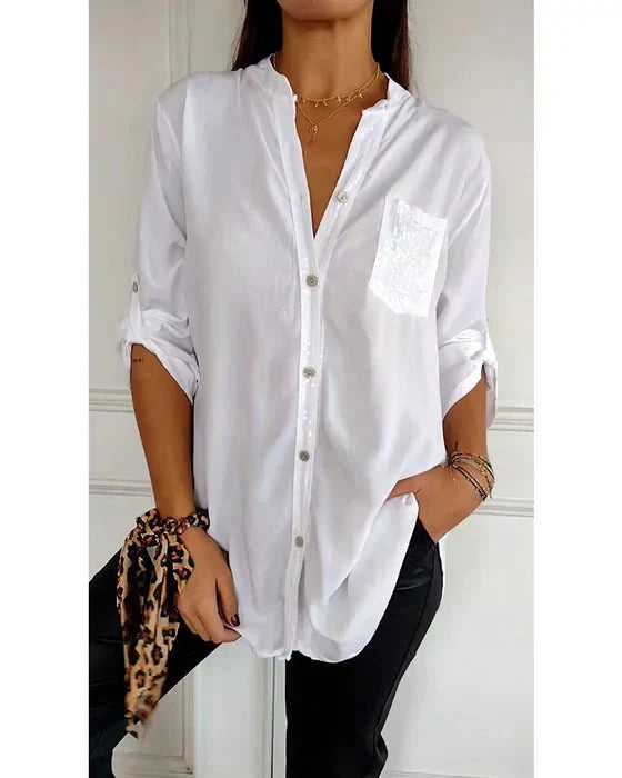 Beatrice Women's Sequin Blouse – Cotton with Relaxed Chic Fit