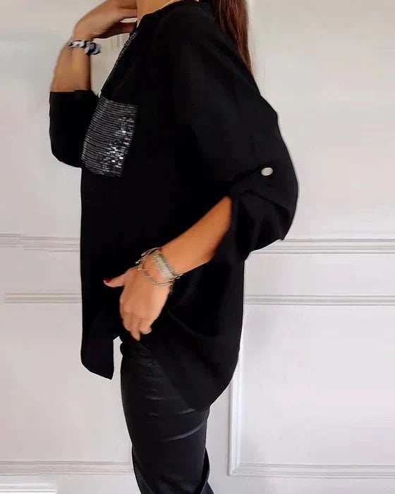 Beatrice Women's Sequin Blouse – Cotton with Relaxed Chic Fit
