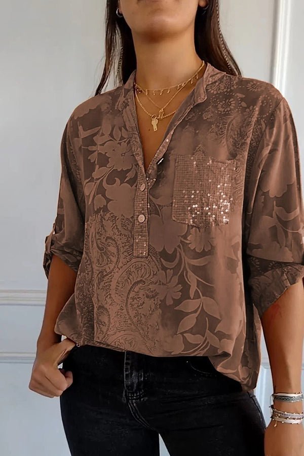 Stella Elegant Sequin Blouse – Lightweight Polyester with Relaxed Fit