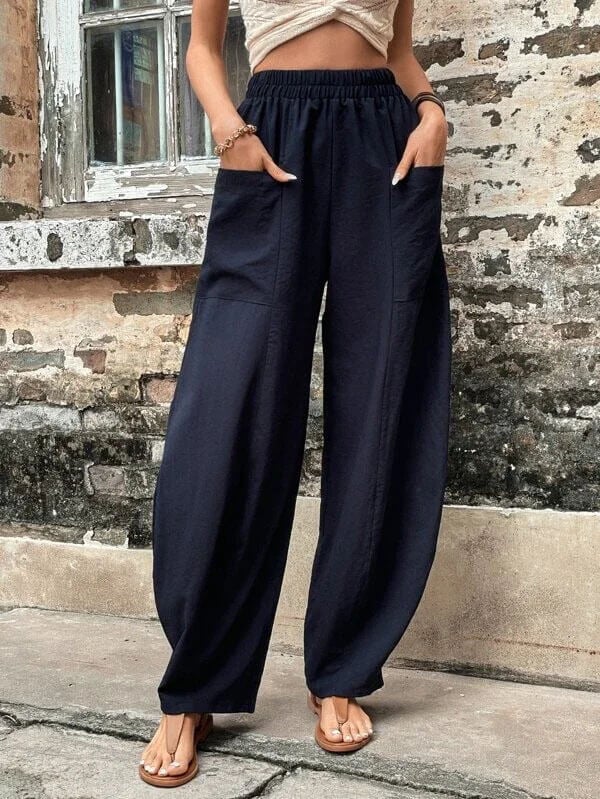 Zaira Women’s Wide-Leg Pants – Lightweight Fabric with Deep Pockets & Relaxed Fit