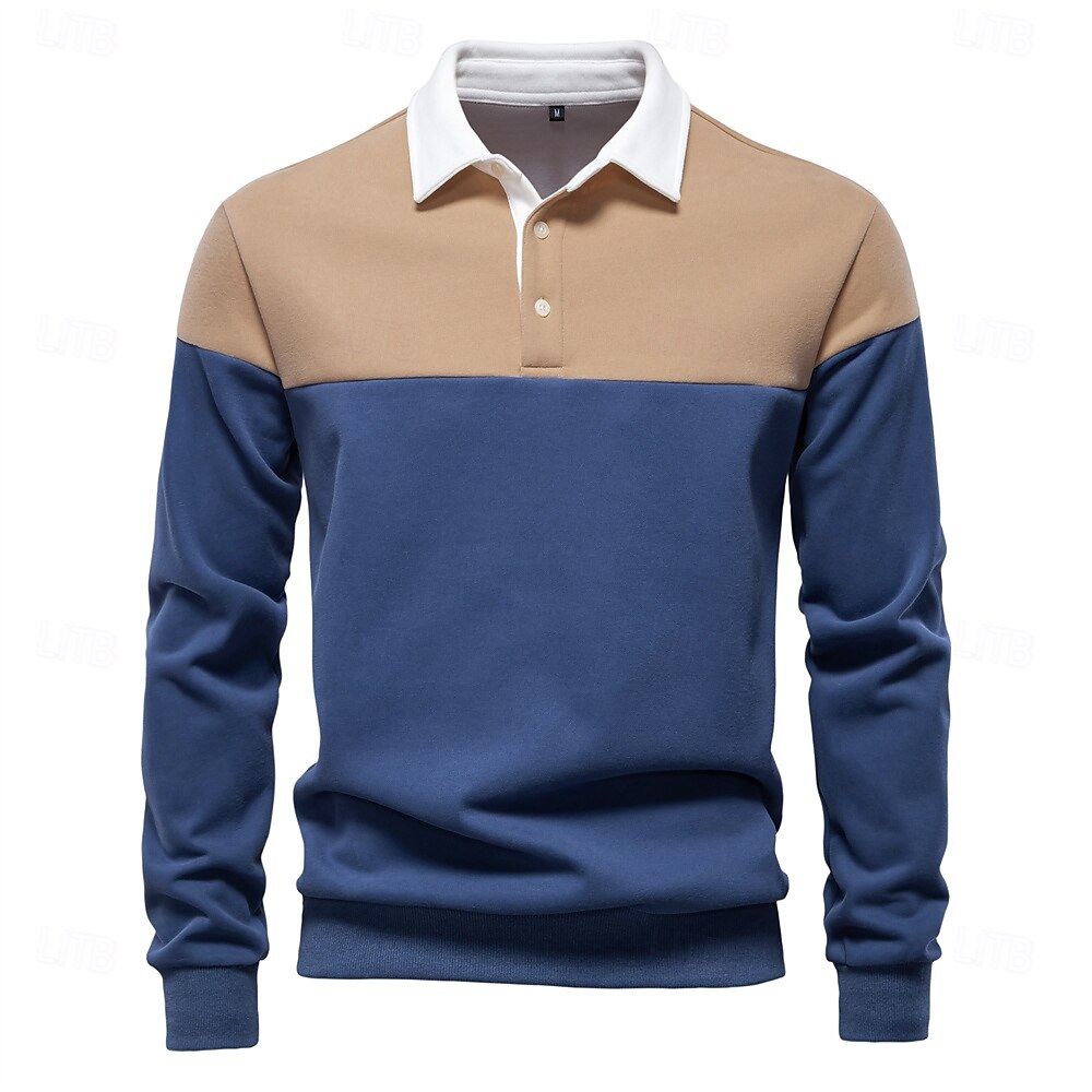Patrick Men’s Polo Sweater – Cotton Knit Pullover with Colourblock Design