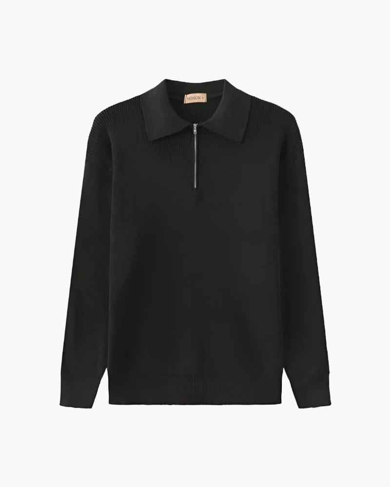 Brandon Half Zip Sweater – Soft Knit Turn-Down Collar Pullover for Versatile Layering