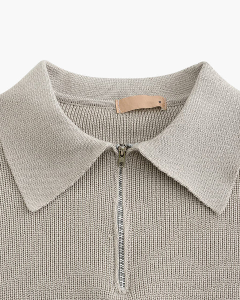 Brandon Half Zip Sweater – Soft Knit Turn-Down Collar Pullover for Versatile Layering