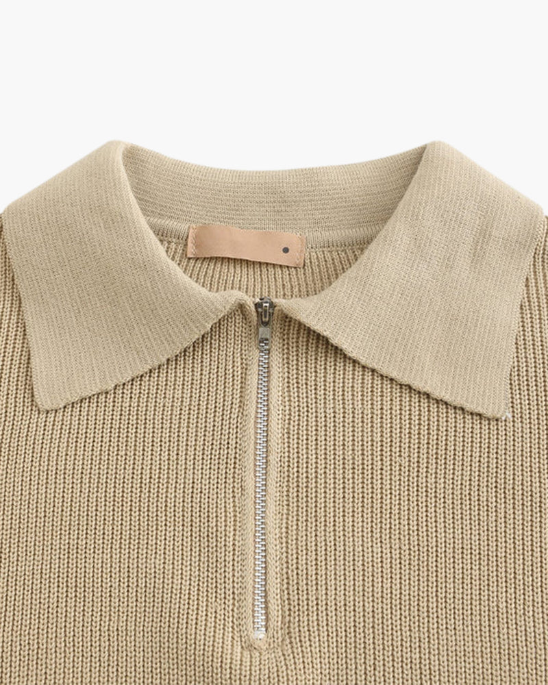 Brandon Half Zip Sweater – Soft Knit Turn-Down Collar Pullover for Versatile Layering
