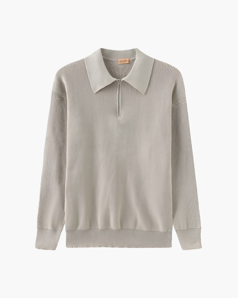 Brandon Half Zip Sweater – Soft Knit Turn-Down Collar Pullover for Versatile Layering