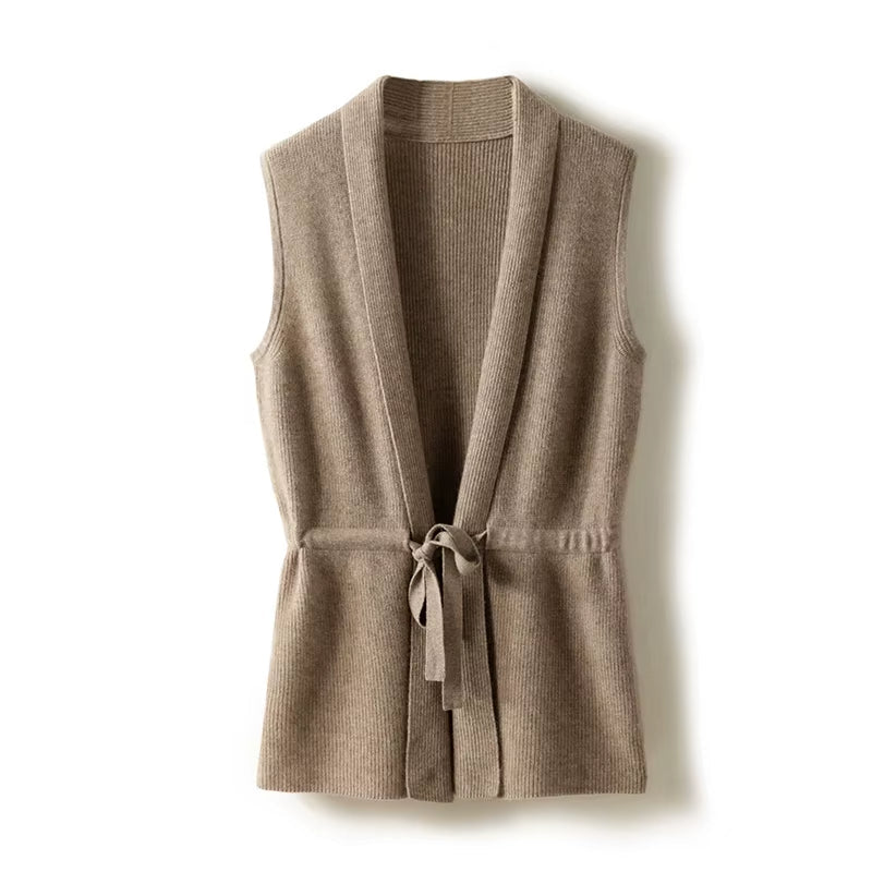 Maya Women’s Merino Wool Vest – Lightweight Layering with Waist Tie