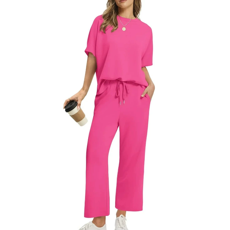 Sarah Lounge Set – Women’s Casual Two-Piece with Drawstring Waist & Slim Ankle Pants